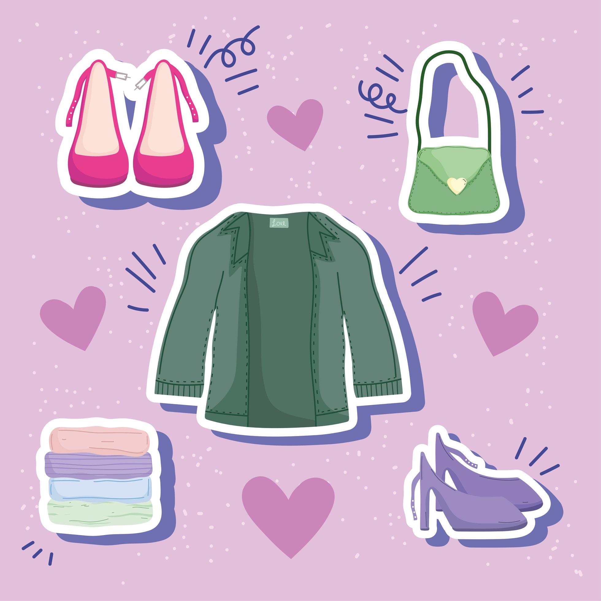 set of clothes stickers 3677086 Vector Art at Vecteezy