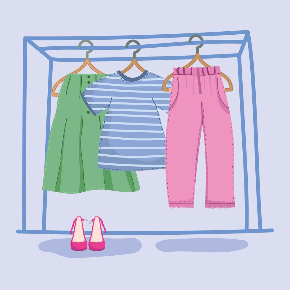 clothes hang on a shelf vector