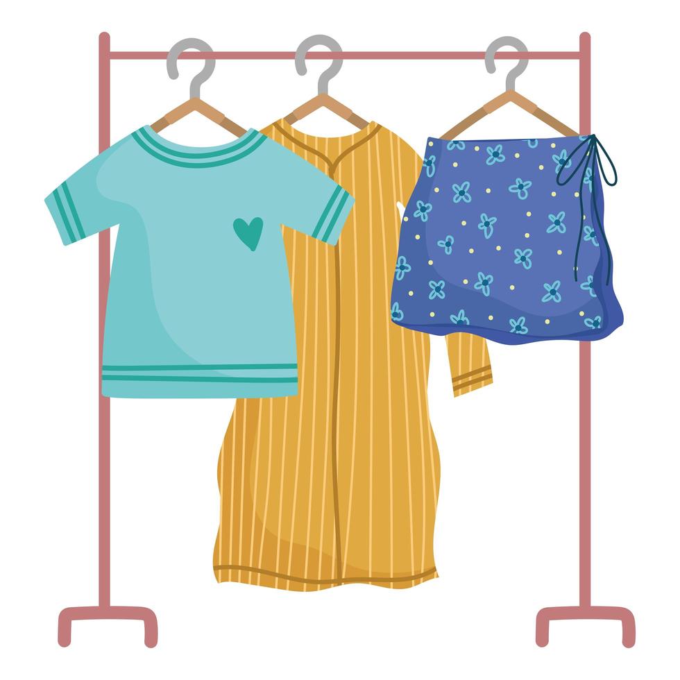 hanging clothes in rack vector