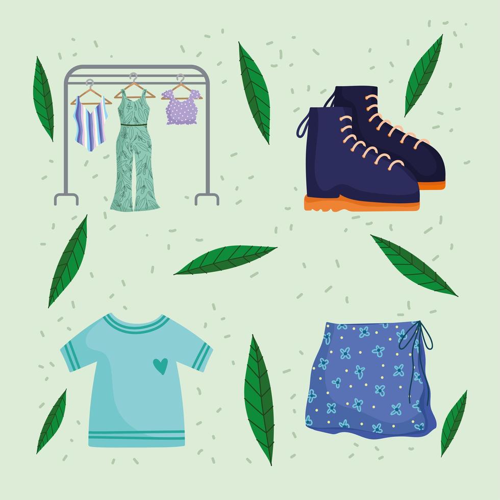 clothes wardrobe set vector