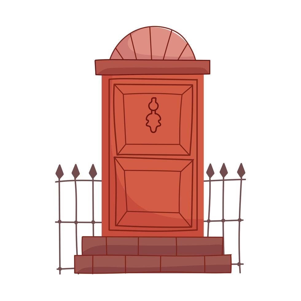 front door and fence vector