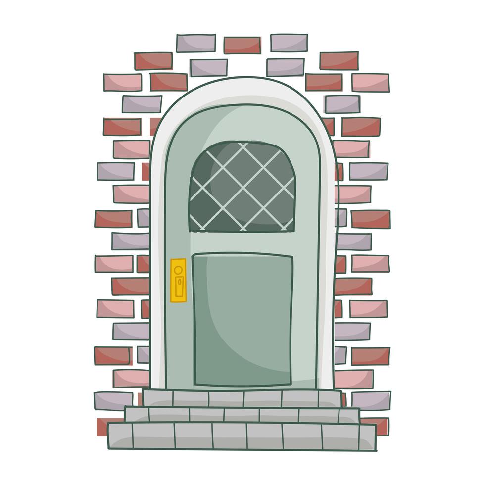 wall brick and door vector