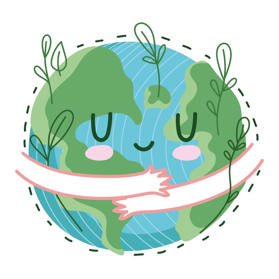 hands hugging planet vector