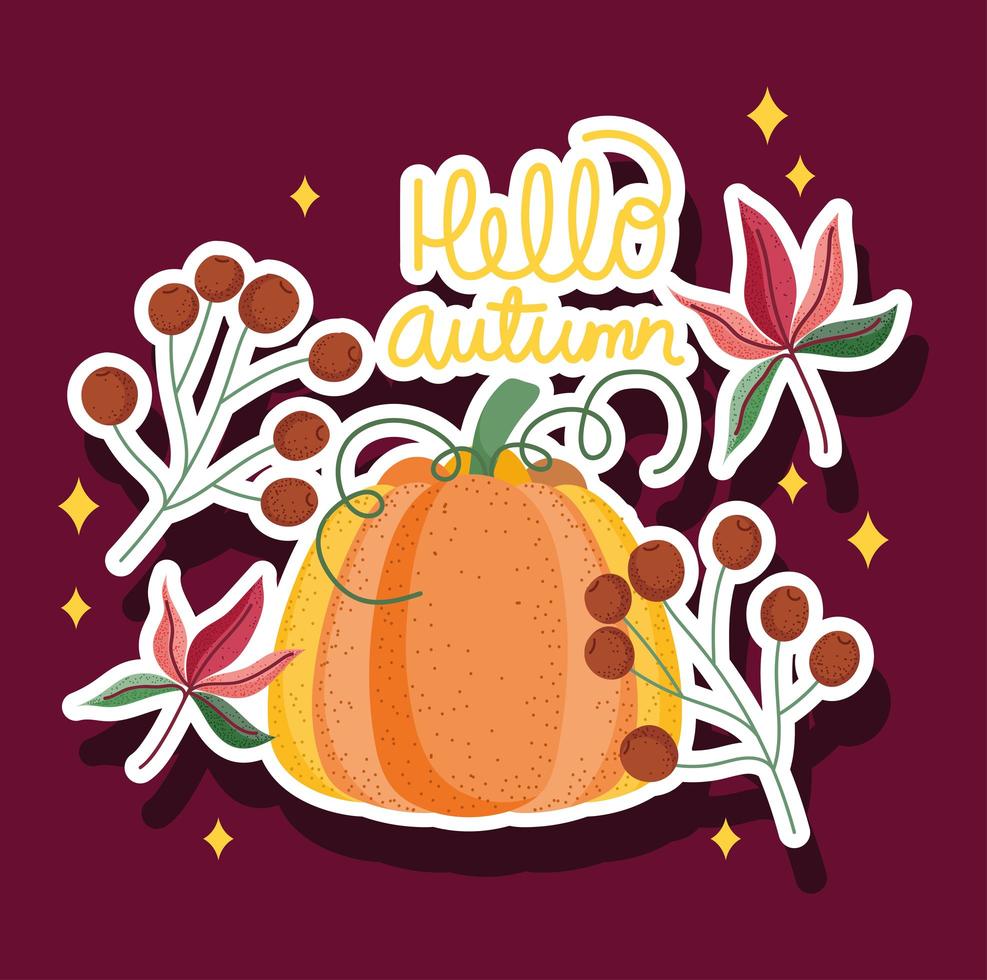 hello autumn greeting card vector