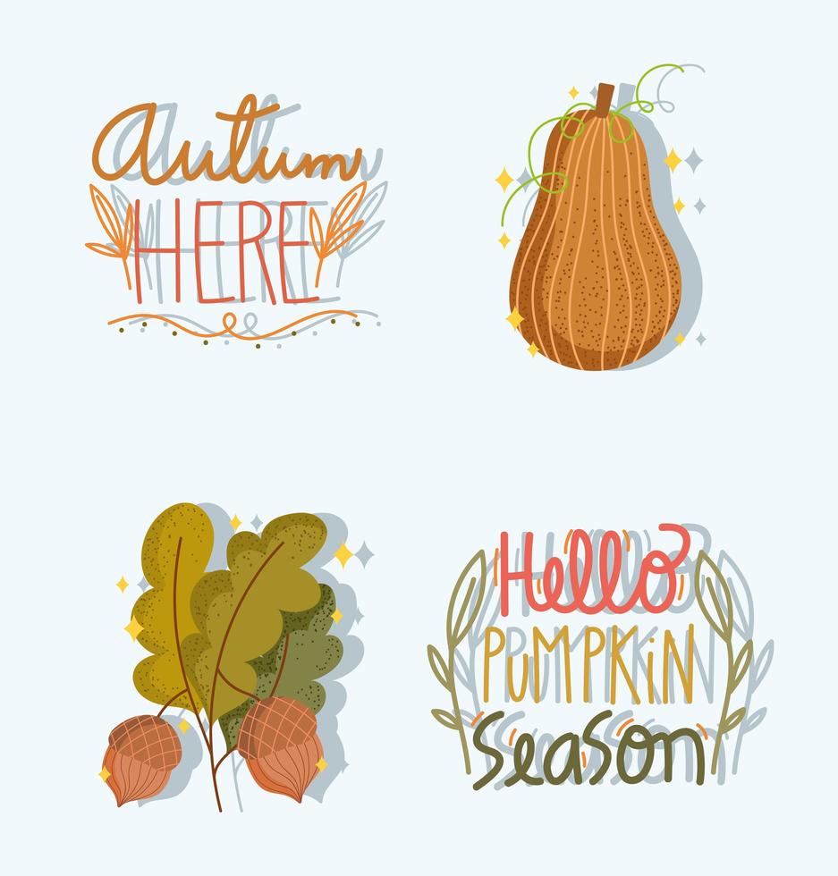 set hello autumn vector