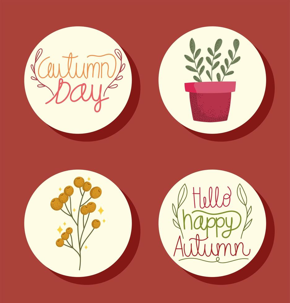 hello autumn set vector