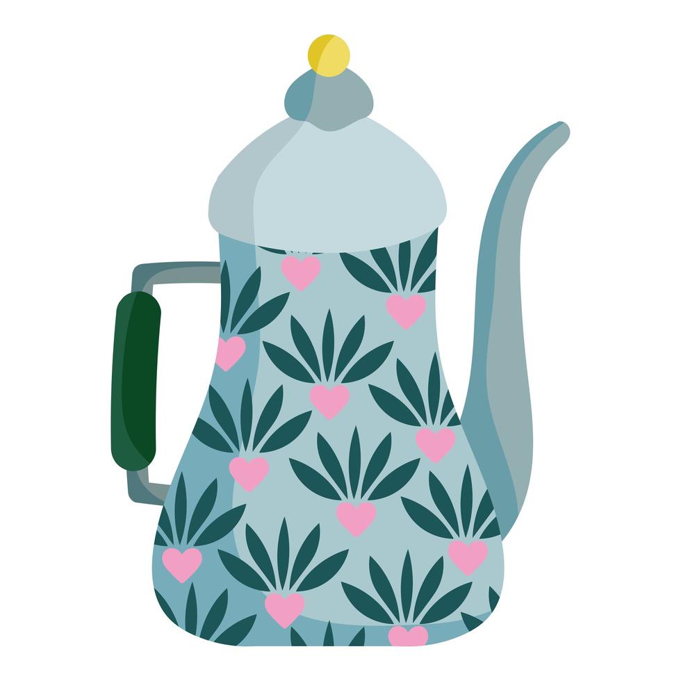coffee kettle floral vector