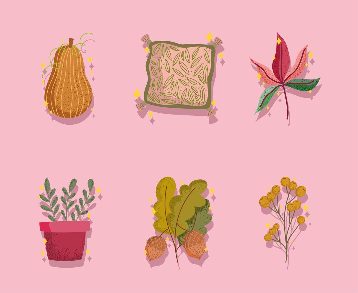 set icons of autumn vector