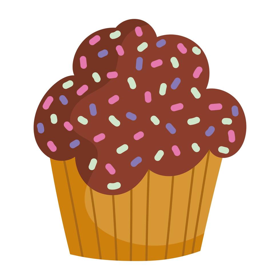 cupcake de chocolate dulce vector