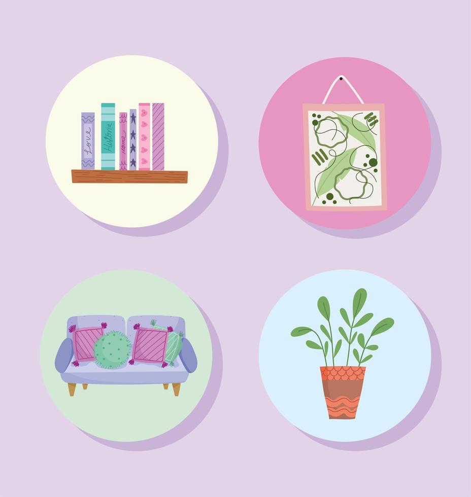 icons set of home decoration vector