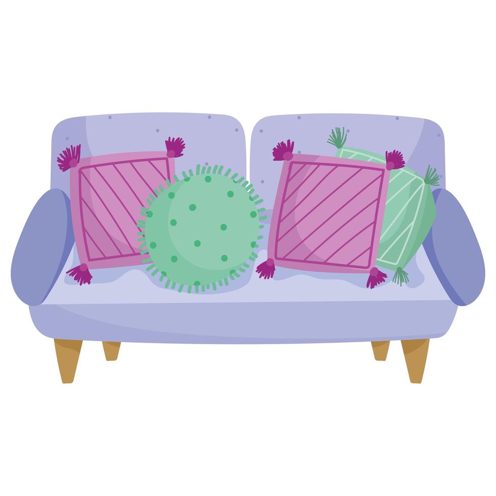 sofa with cushions vector