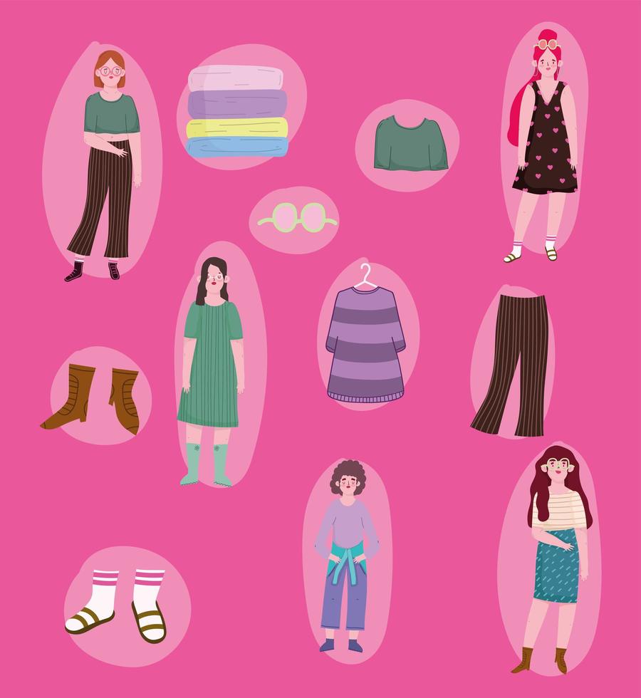 set women and clothes vector