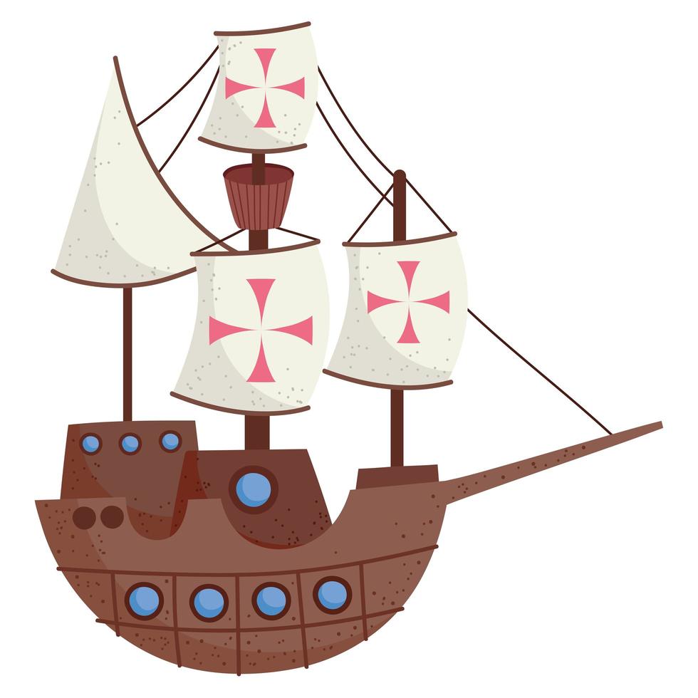 dibujos animados de barco galeón vector