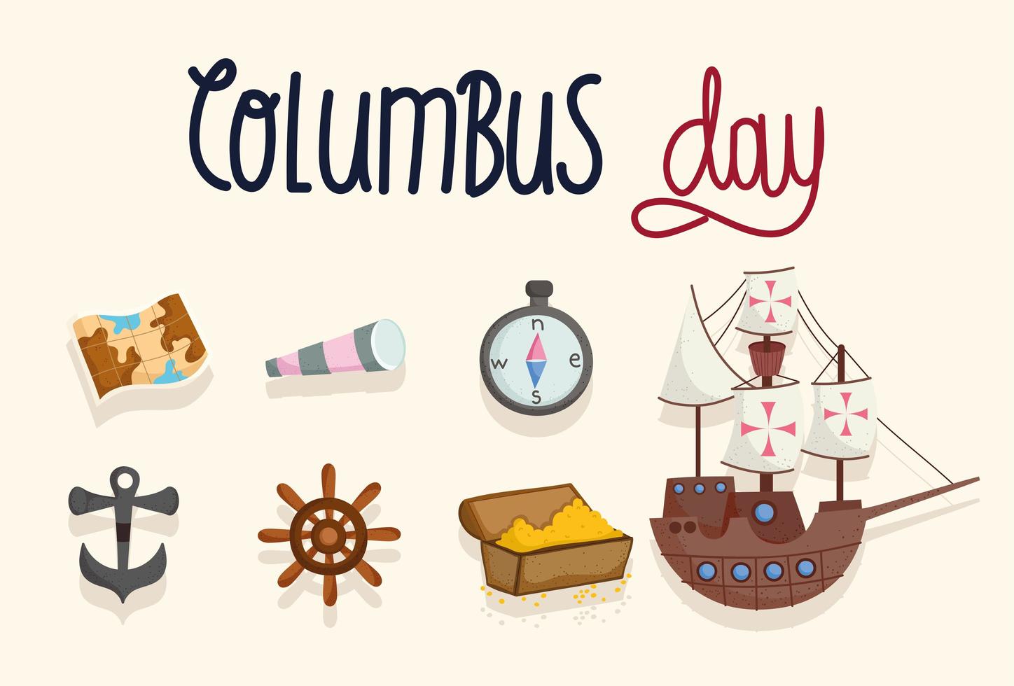 Columbus Day icons set vector