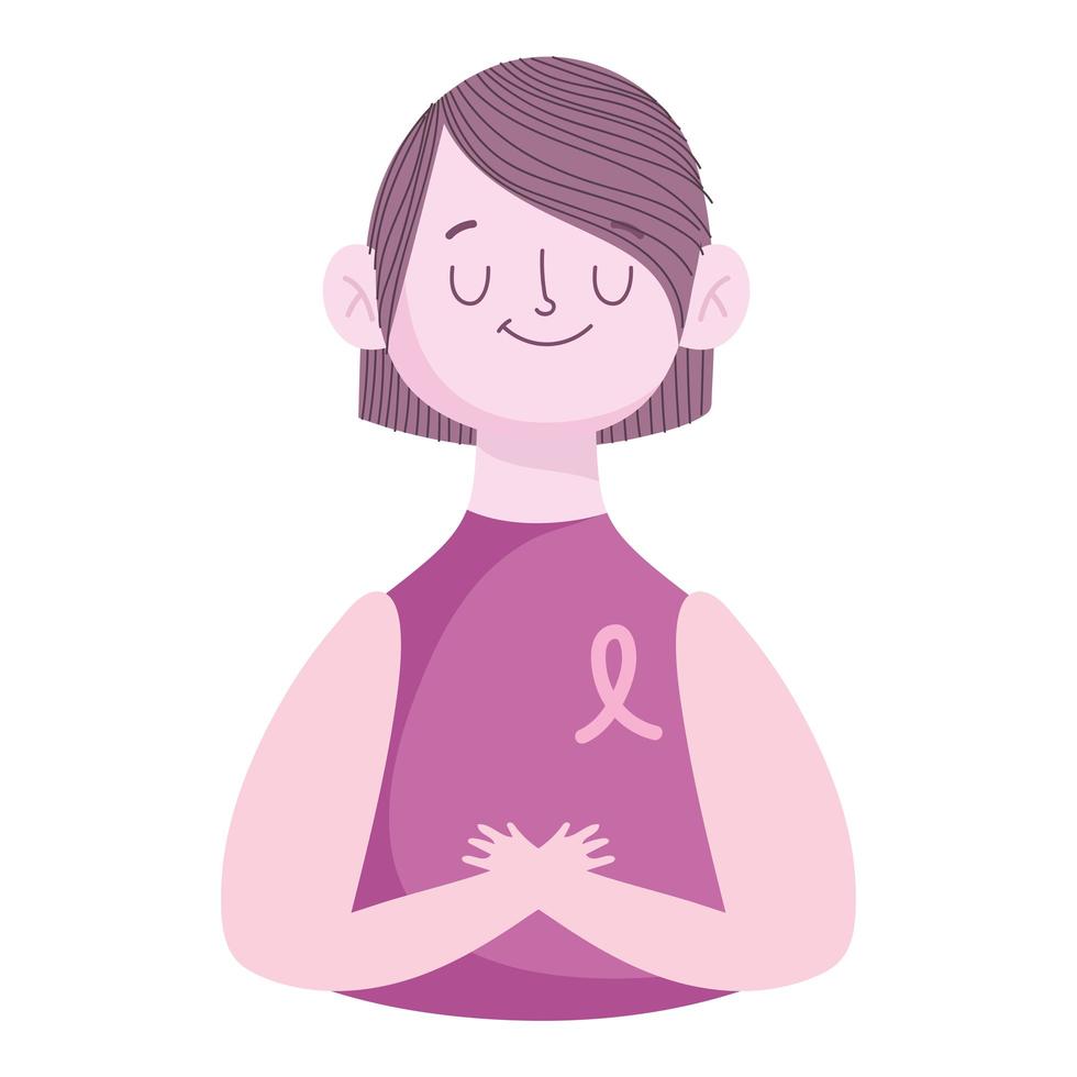 woman with ribbon cancer vector
