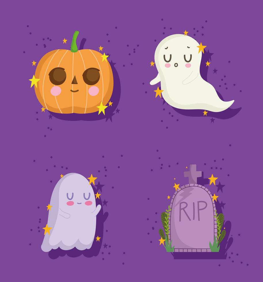 halloween icon set vector