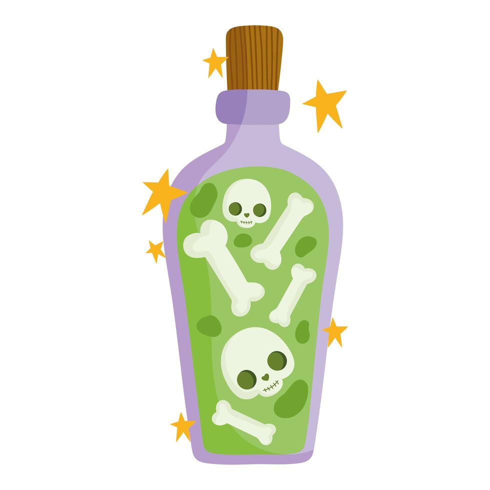 spell bottle with bones vector