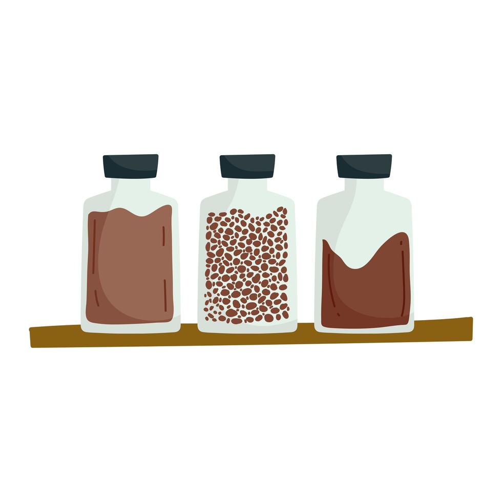 glass jars with coffee vector