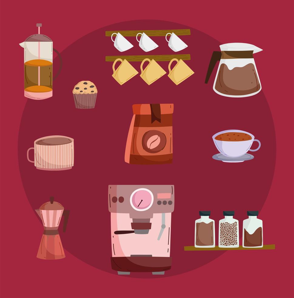 set of coffee vector