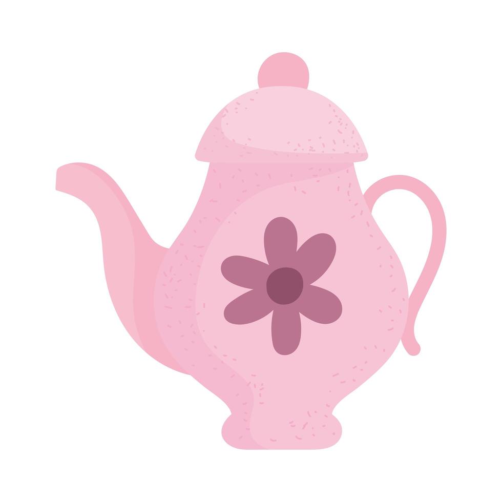 pink kettle with flower vector