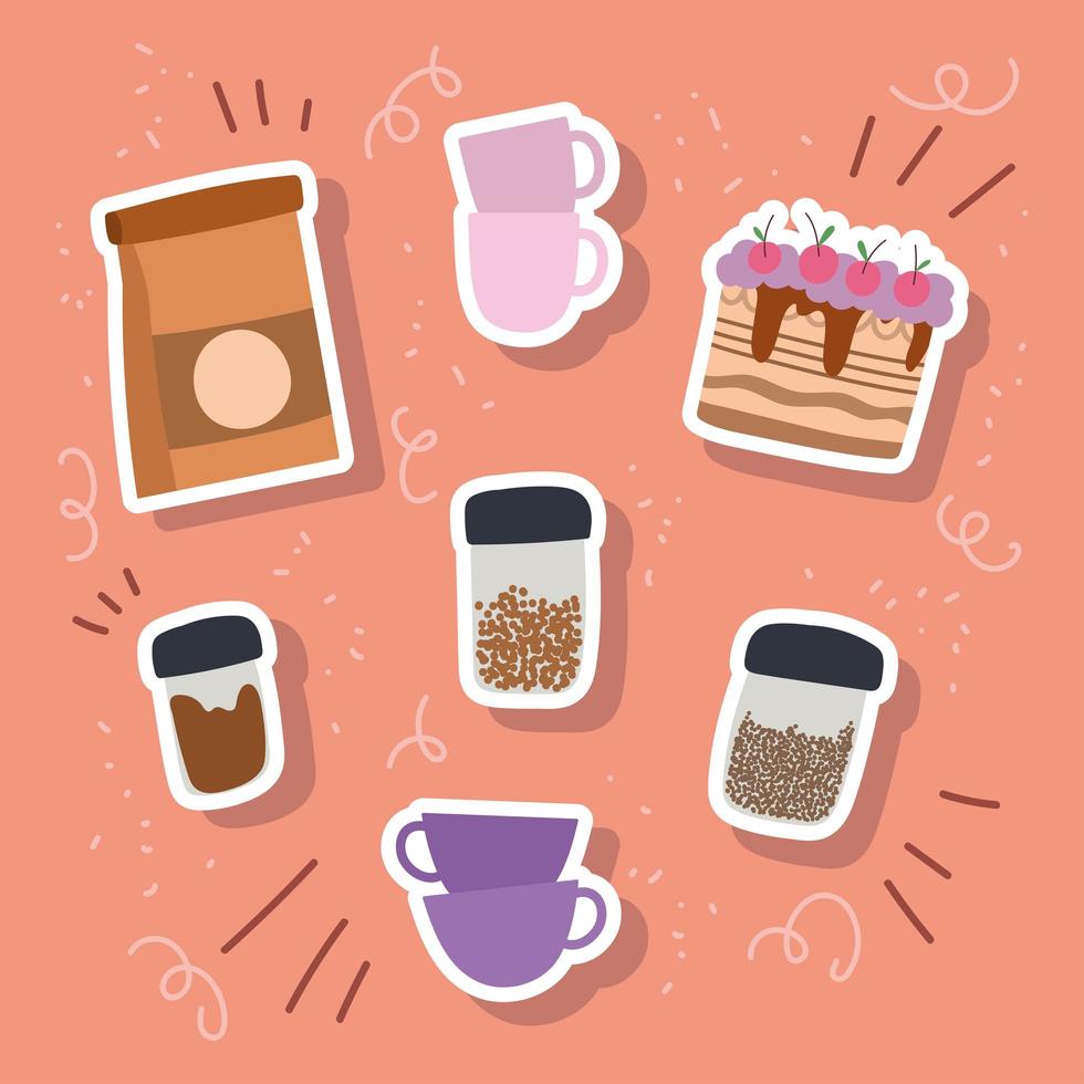 set coffee products vector