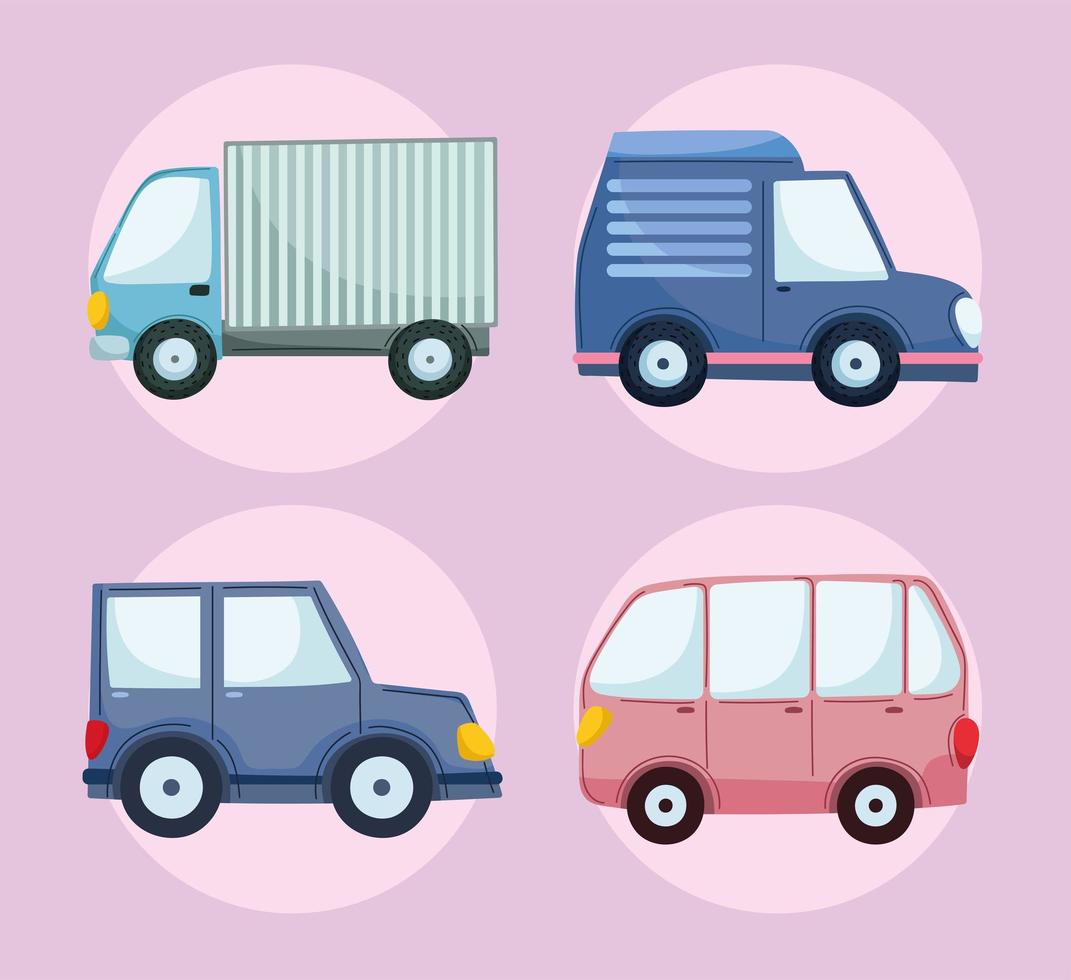 iconos de coches y camiones. vector