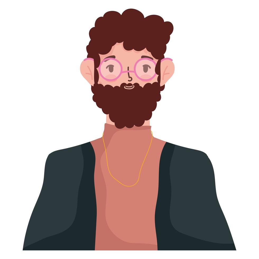 bearded man portrait vector