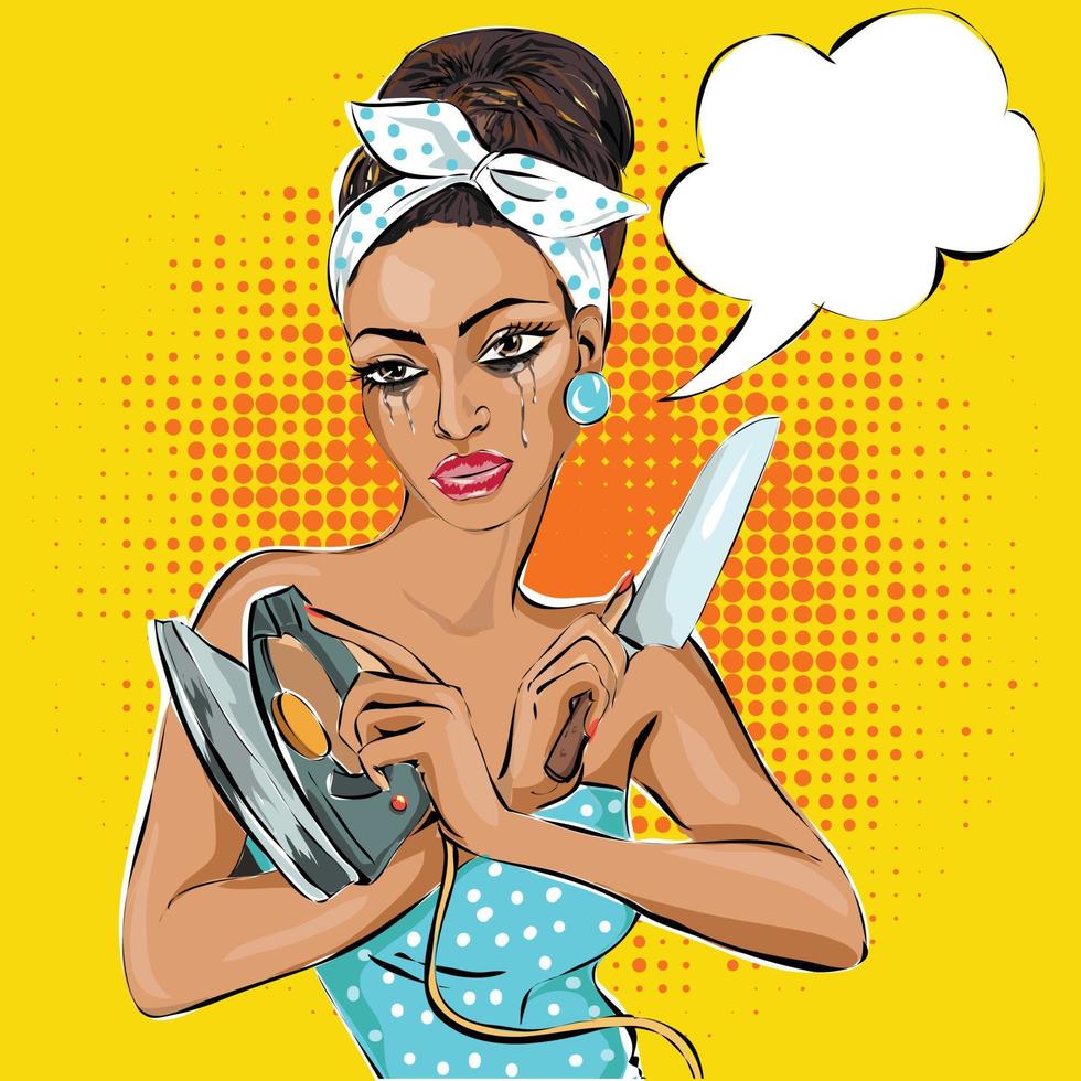 Woman comic illustrations in pop art style vector