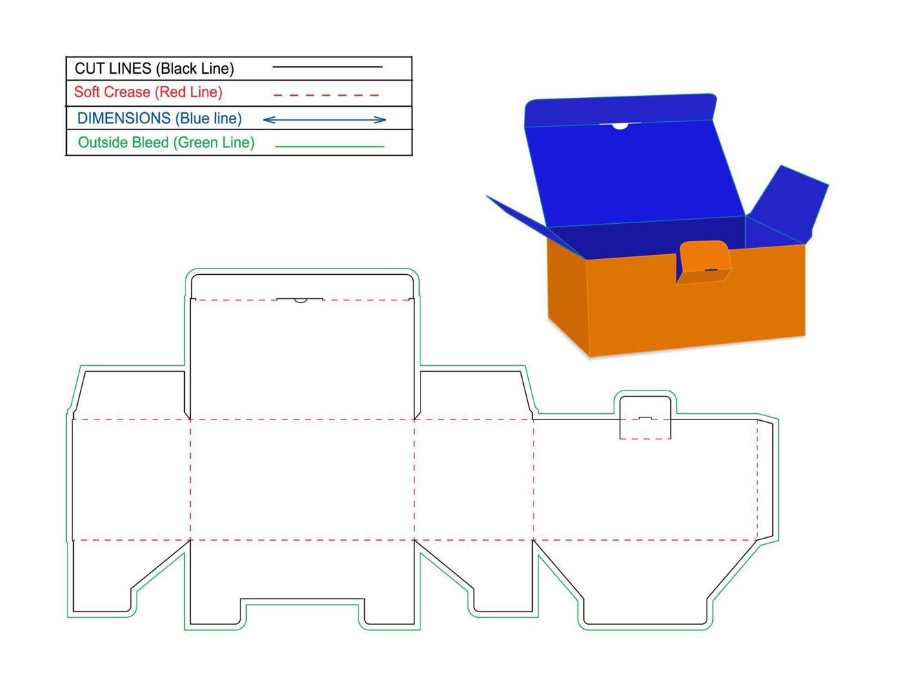 Tuck  Top Snap Lock Bottom coser box dieine vector