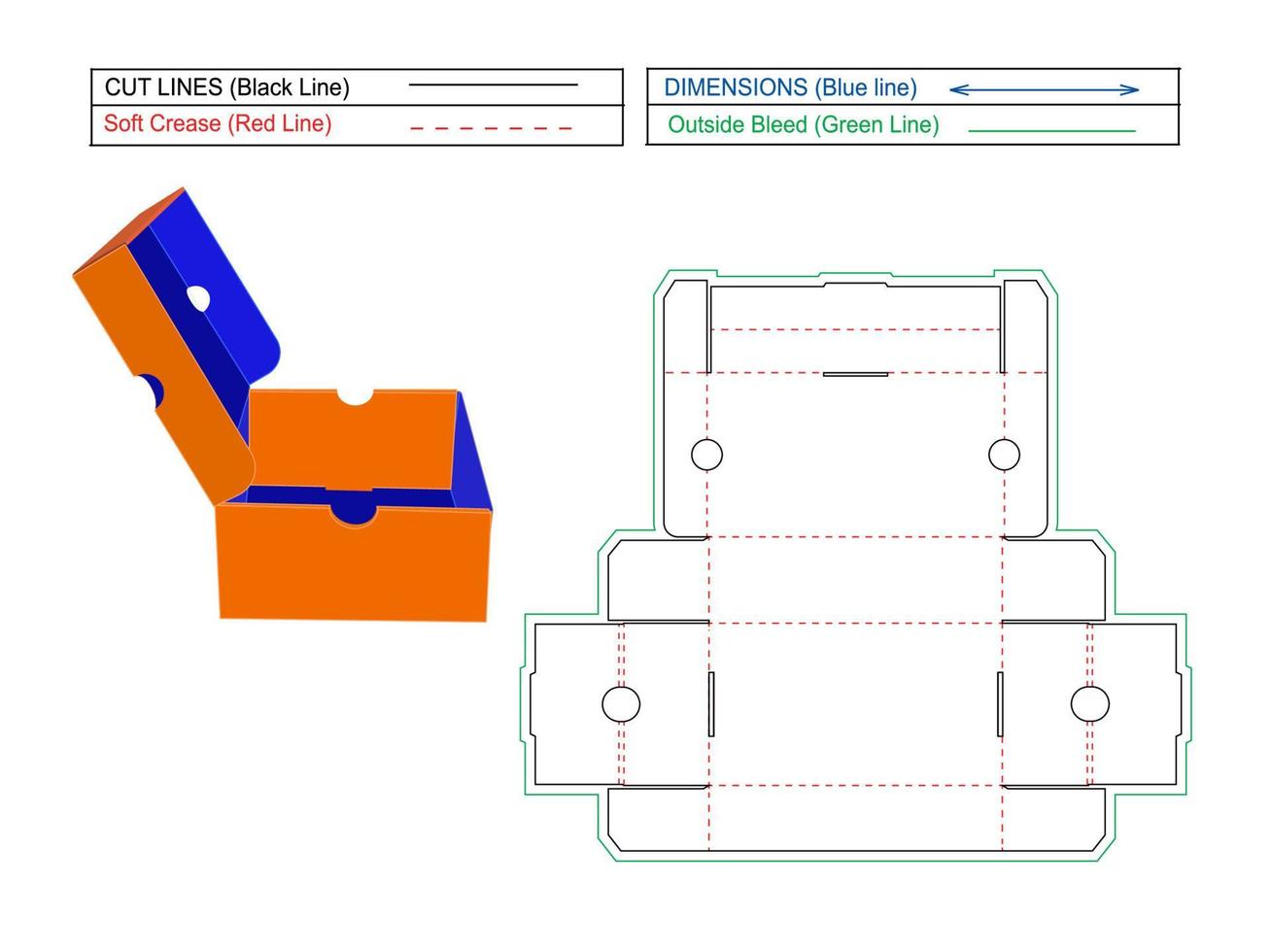 Shoe Boxes, pin on food box Blueprint Die Line template and 3D render vector