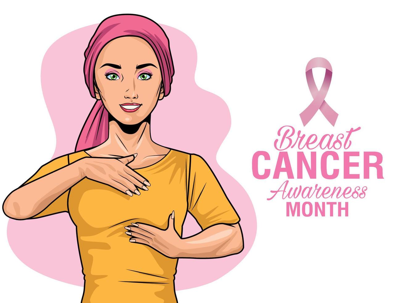 Breast cancer awareness month illustration in pop art style vector