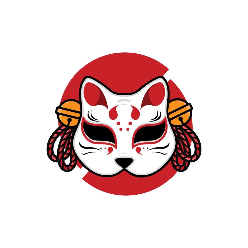Japanese kitsune mask vector