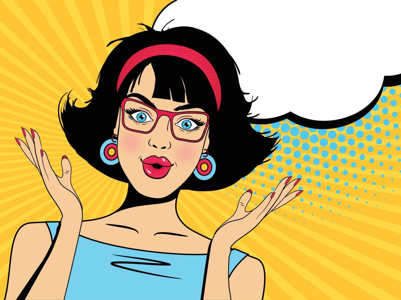 Pop art retro woman in comics style talking Vector Image