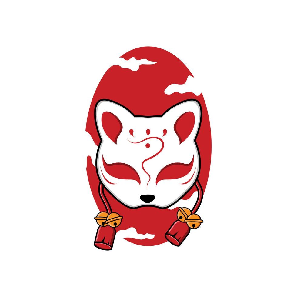 Japanese kitsune mask vector