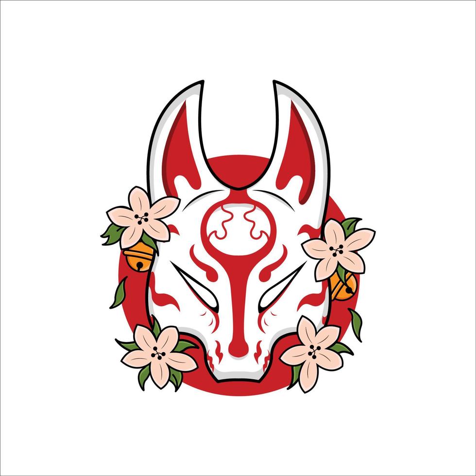 máscara de kitsune japonesa vector