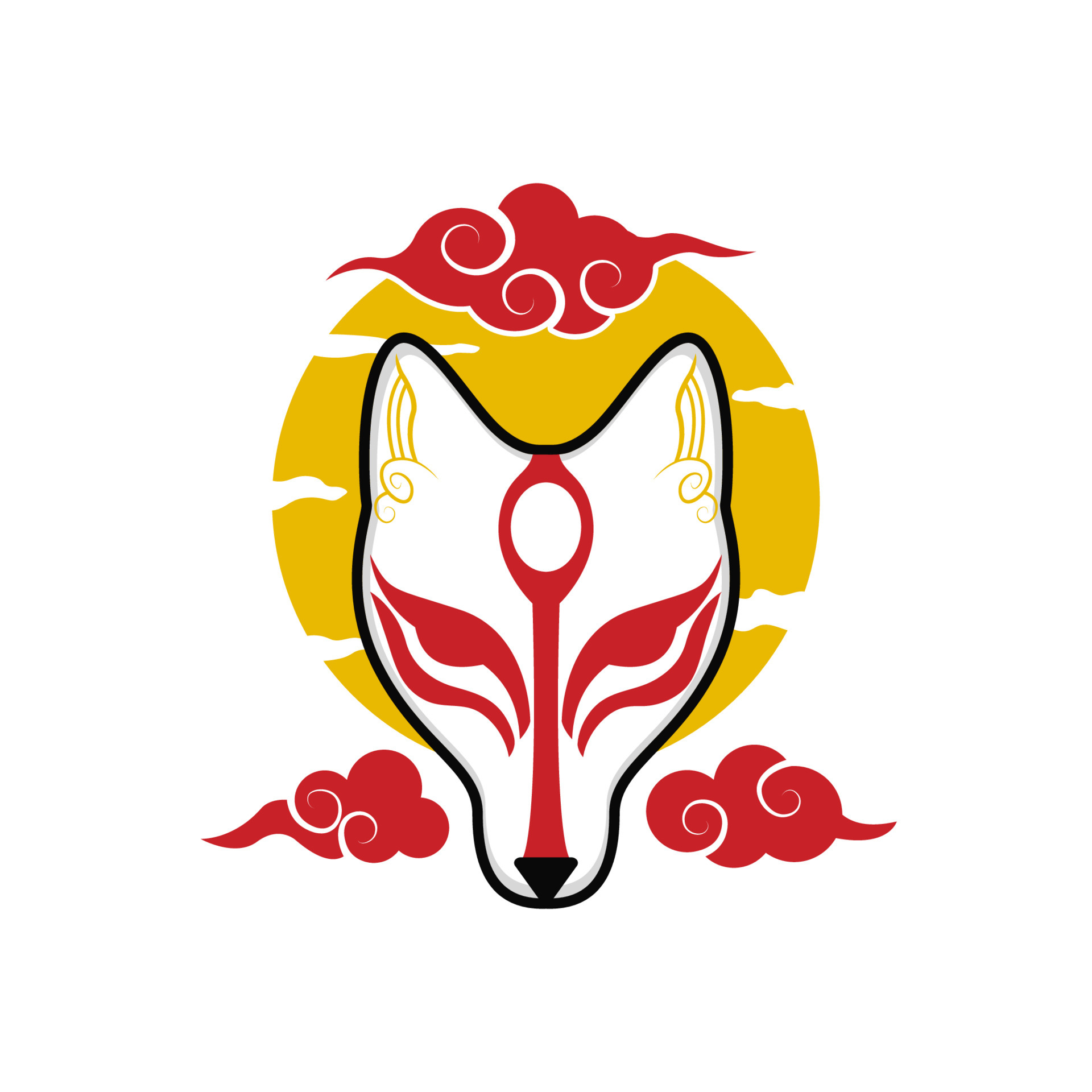 Japanese kitsune mask 3678721 Vector Art at Vecteezy