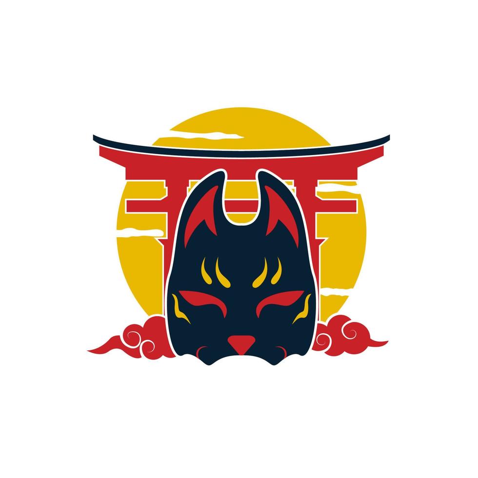Japanese kitsune mask vector