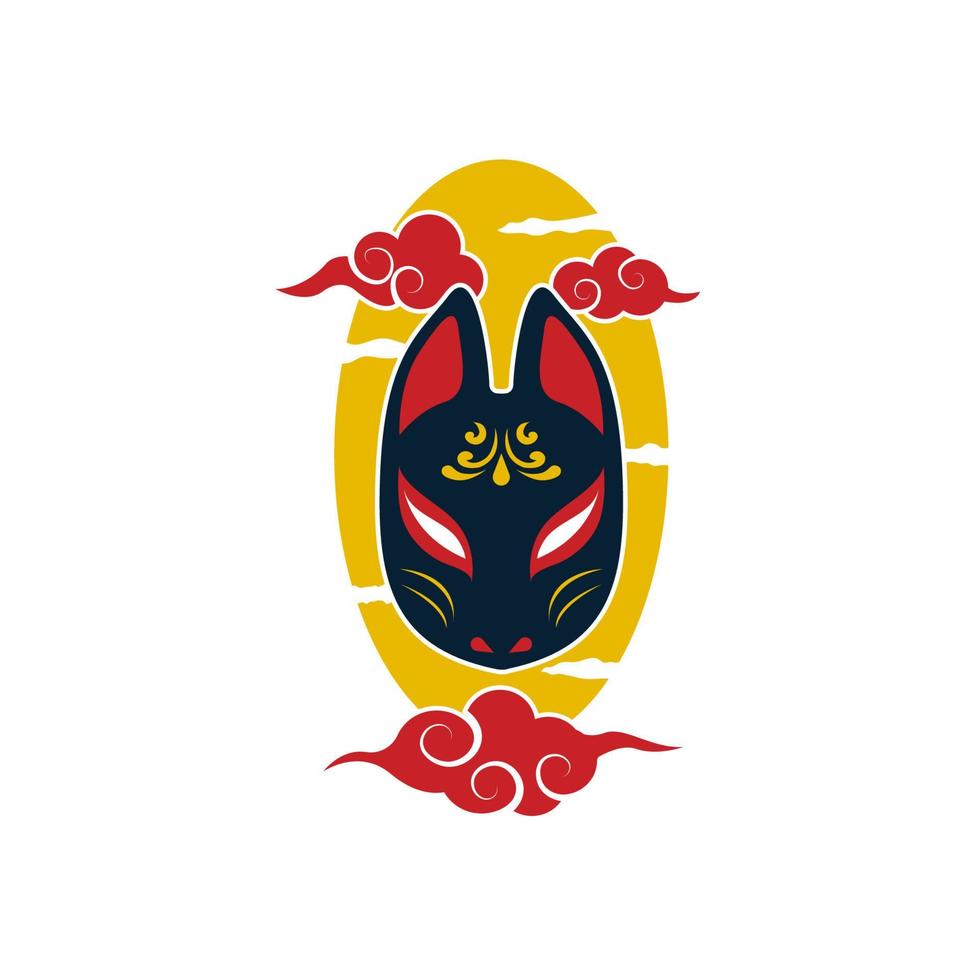 Japanese kitsune mask vector