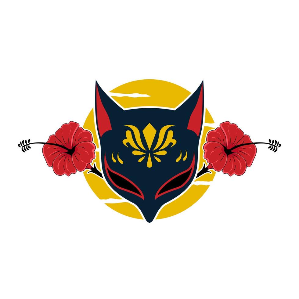 Japanese kitsune mask vector