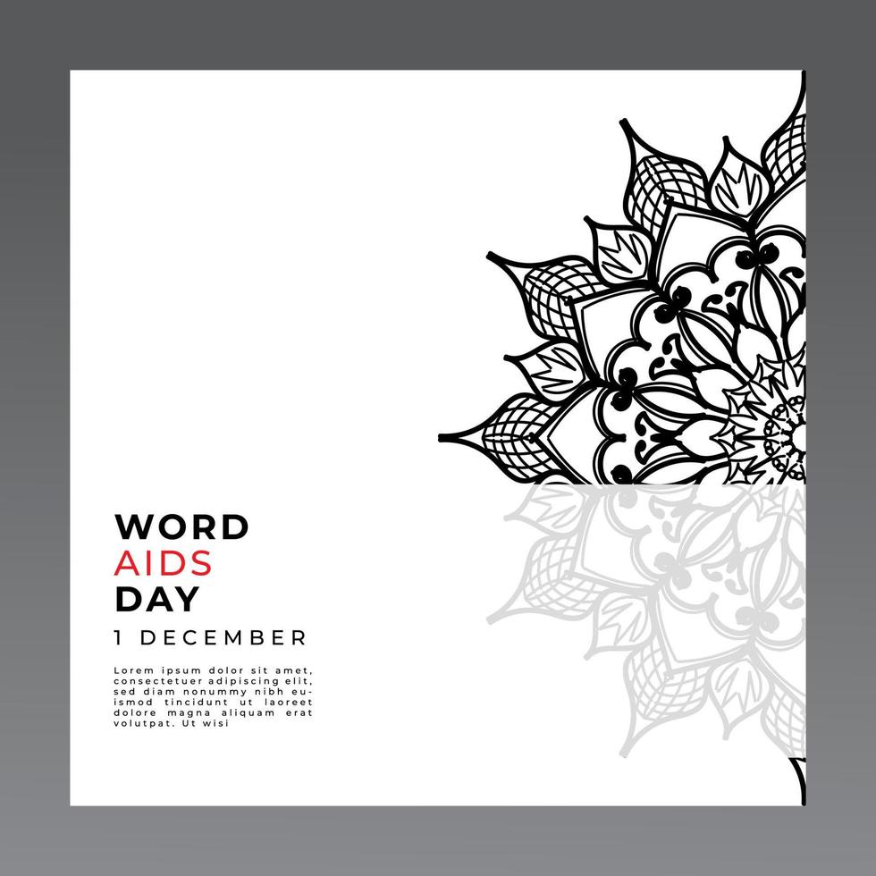 1 December world aids day banner or card template and background with mandala vector