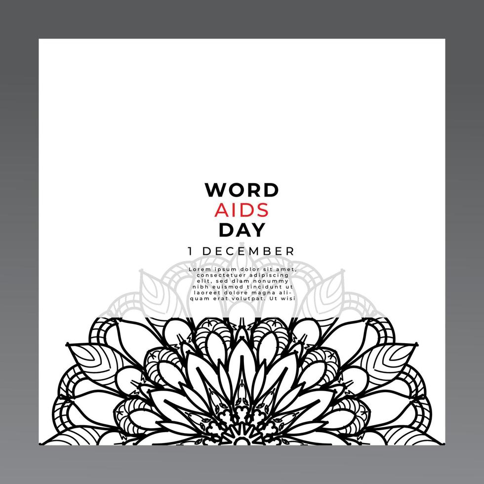 1 December world aids day banner or card template and background with mandala vector