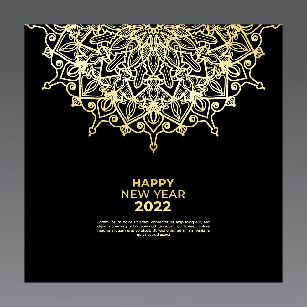 Happy new year banner or card template with luxury mandala vector