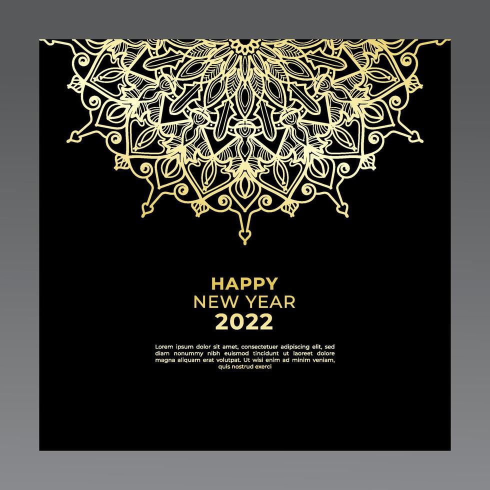 Happy new year banner or card template with luxury mandala vector