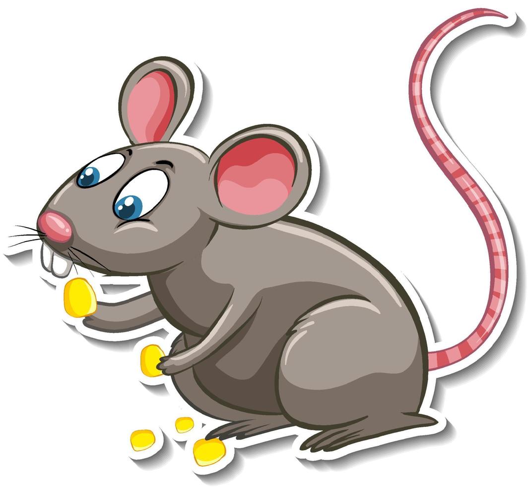 A sticker template of rat cartoon character vector
