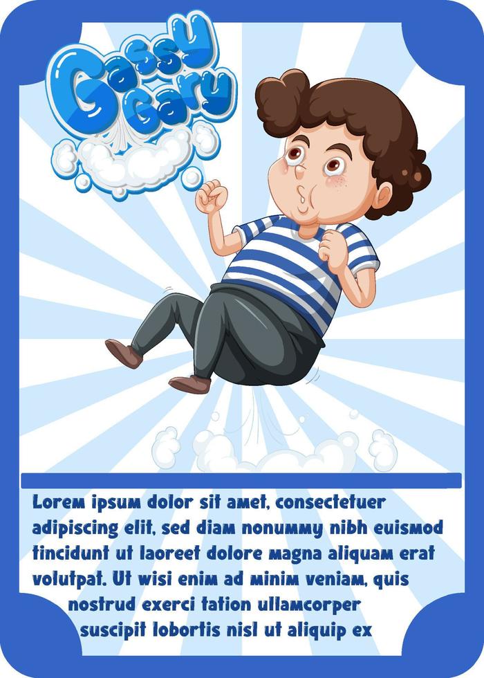 Character game card template with word Gassy Gary vector