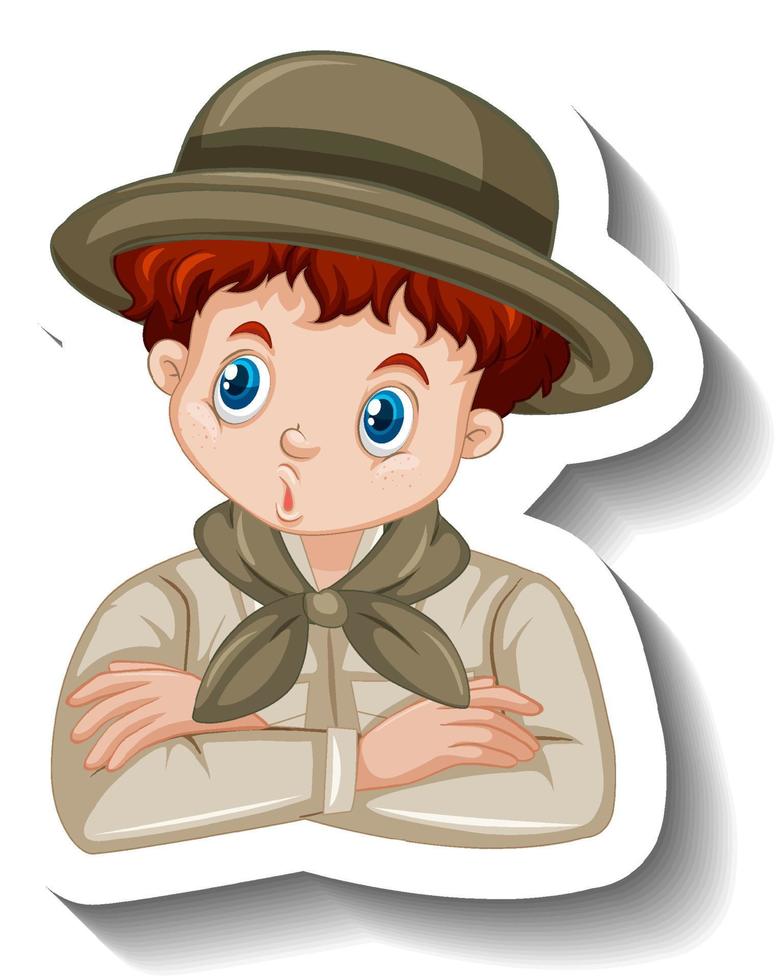 A sticker template of boy cartoon character vector