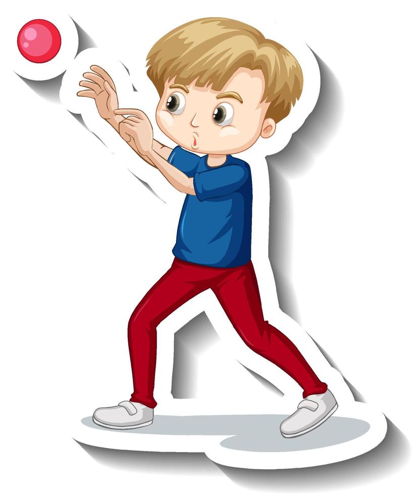 Boy throwing ball on white background vector