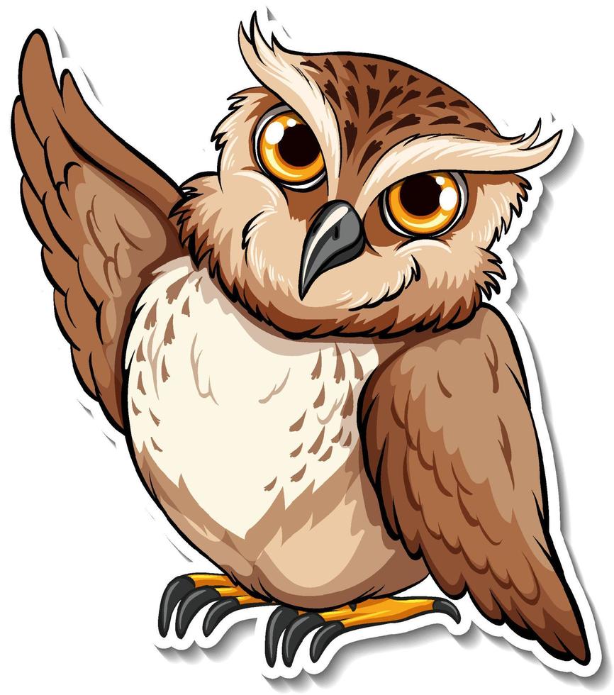 A cute owl cartoon animal sticker vector