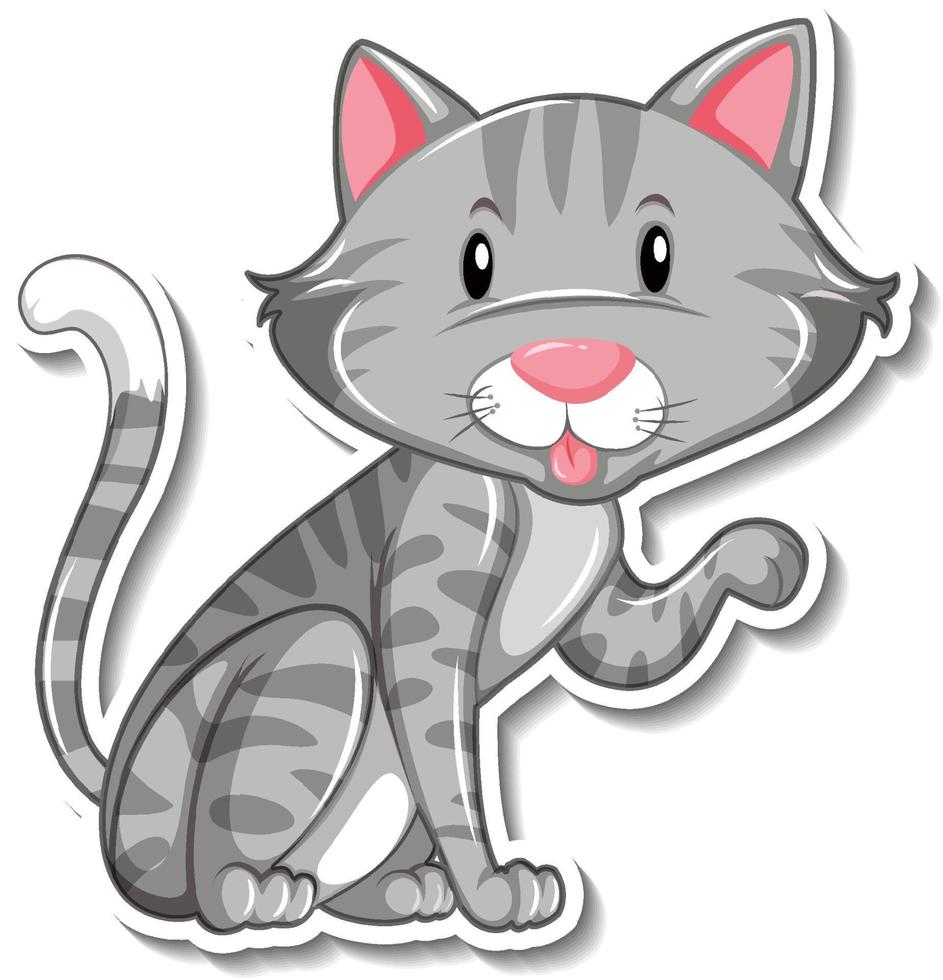 A sticker template of cat cartoon character vector