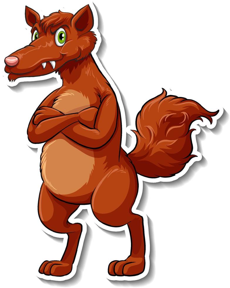 A sticker template of fox cartoon character 3678904 Vector Art at Vecteezy